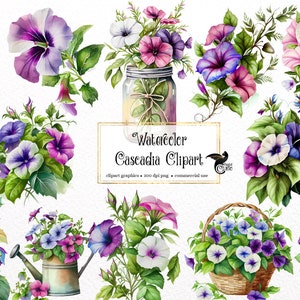 Watercolor Cascadia Clipart - spring flowers in PNG format instant download for commercial use