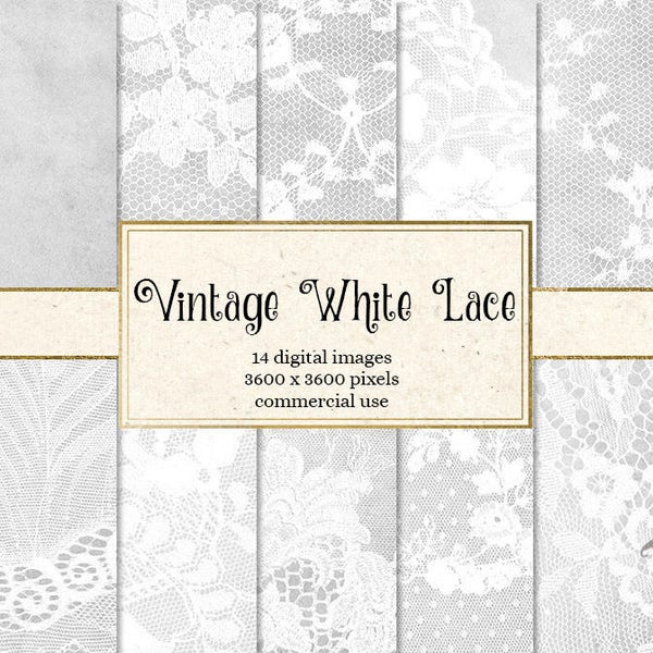 Vintage White Lace Digital Paper, rustic white lace digital paper, scrapbook paper, wedding background textures