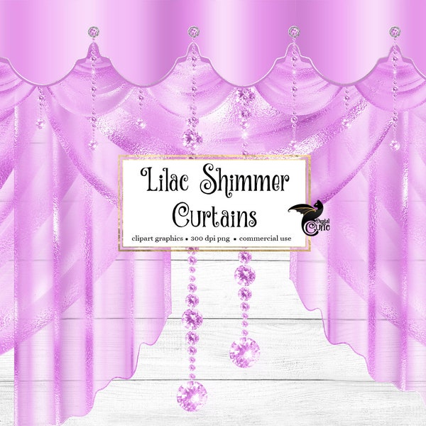 Lilac Shimmer Curtains Clipart, digital curtain backdrop clip art graphics, stage curtains, theater drapes, curtain png overlays