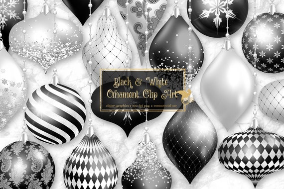 Shiny Christmas Ornaments, Black