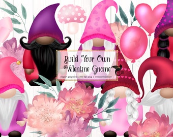 Valentine Gnome Clip Art – DIY PNG Graphics (Digital Download)