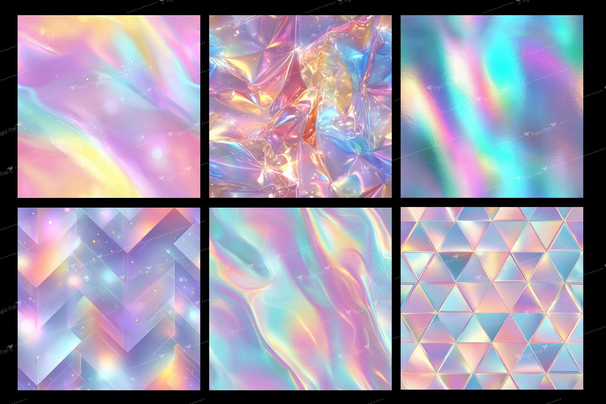 Translucent Textures Digital Paper – Seamless Pastel Rainbow Iridescent ...