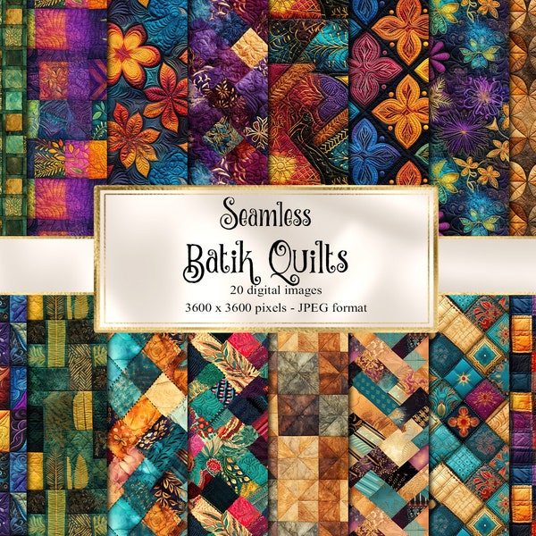 Batik Quilt Digital Paper, seamless textures digital paper, printable digital paper, commercial use instant download