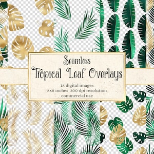 Tropical Leaf Pattern Overlays - digitale Grafiken im PNG-Format zum sofortigen Download für kommerzielle Nutzung