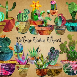 Cactus Clipart, Succulent Clip art, Collage Scrapbook Cactus en Succulents, Cacti PNG Clipart Set Instant download commercieel gebruik