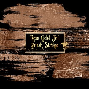 Rose Gold Foil Brush Strokes Clip Art - Faux Gold Flake Digital Border ...