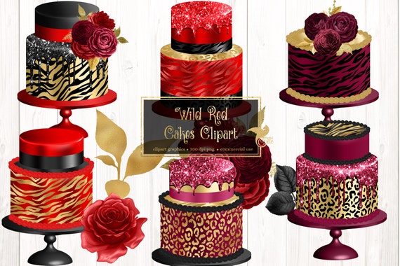 Wild Red Cakes Clipart Luxury Birthday And Wedding Cake Clip - Etsy