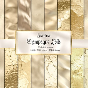 Champagner Folie digitales Papier, nahtlose hellgoldene Folientexturen, schimmernde druckbare Hochzeitshintergründe, digitale glamouröse ivory metallic Folie