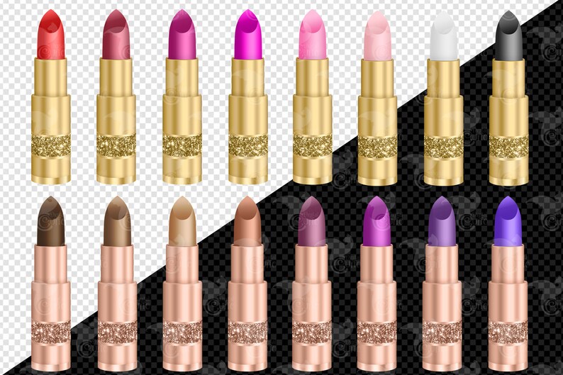 Op de afbeelding: Set van 20 gouden lippenstiftbuisjes met verschillende lippenstiftkleuren, waaronder rood, roze, paars, bruin, zwart en wit. De buisjes hebben een glinsterende gouden afwerking.