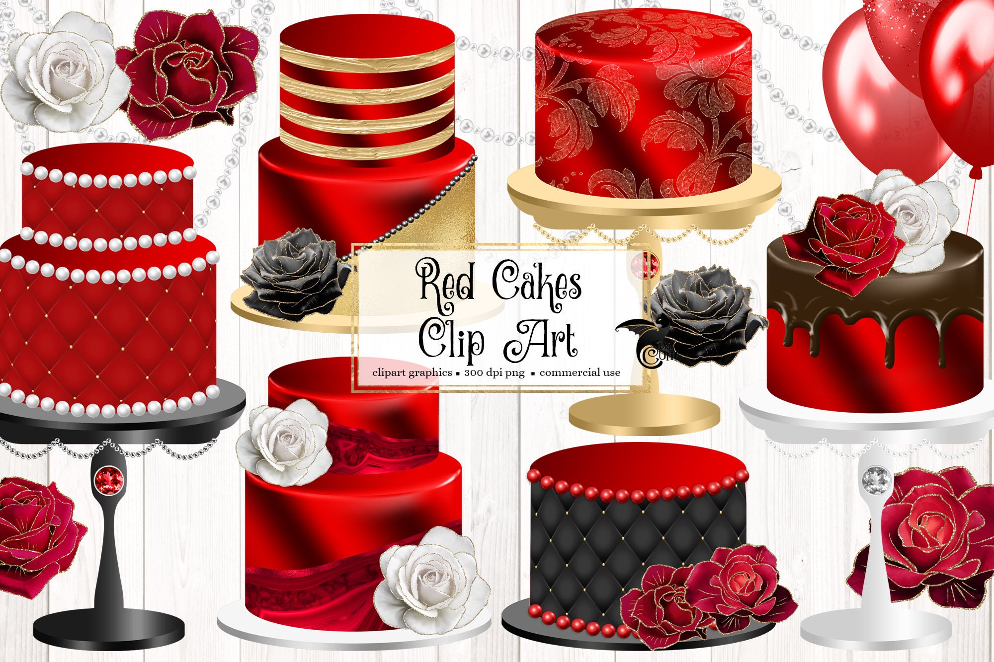 Red Cakes Clipart Digital Instant Download Cake Clip Art - Etsy Ireland