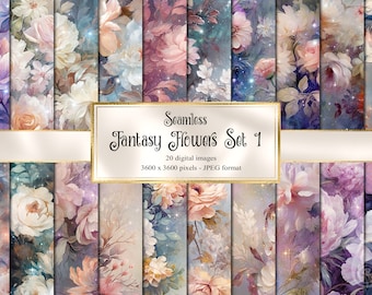 Fantasy Flower Digital Paper, Seamless Oil Paint Texture (Digital Download)