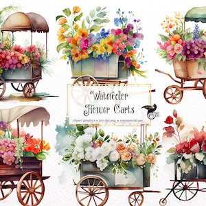 Aquarell Blumenkarren Clipart - Florist PNG format sofortiger Download für kommerzielle Nutzung