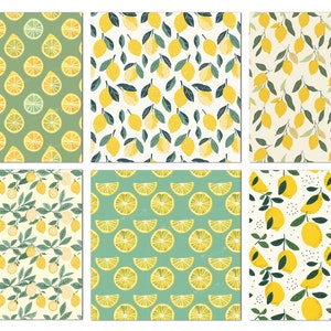Cute Lemons Digital Paper - Seamless Pastel Citrus Fruit Background ...