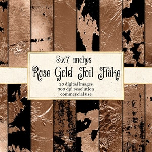 5x7 Rose Gold Foil Flake Digital Paper - printable foil backgrounds and textures for instant download commercial use