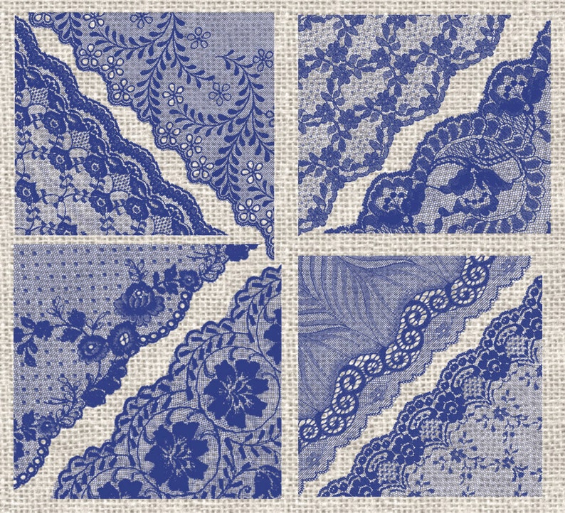 Navy Blue Lace Corners Clipart vintage lace overlays wedding clipart digital lace borders embellishments Lace png clip art