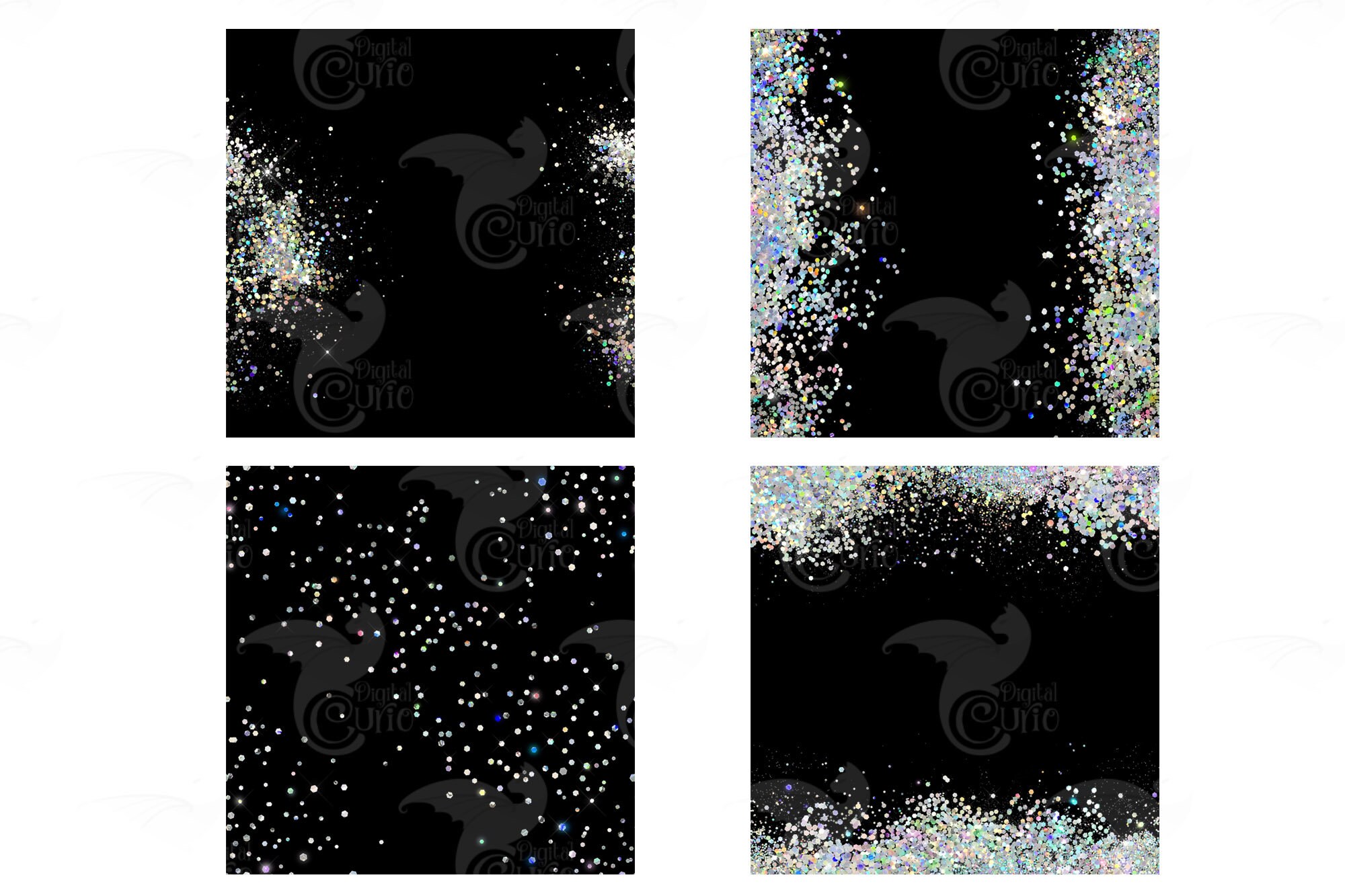 Black Holographic Glitter Digital Paper Seamless Backgrounds Etsy