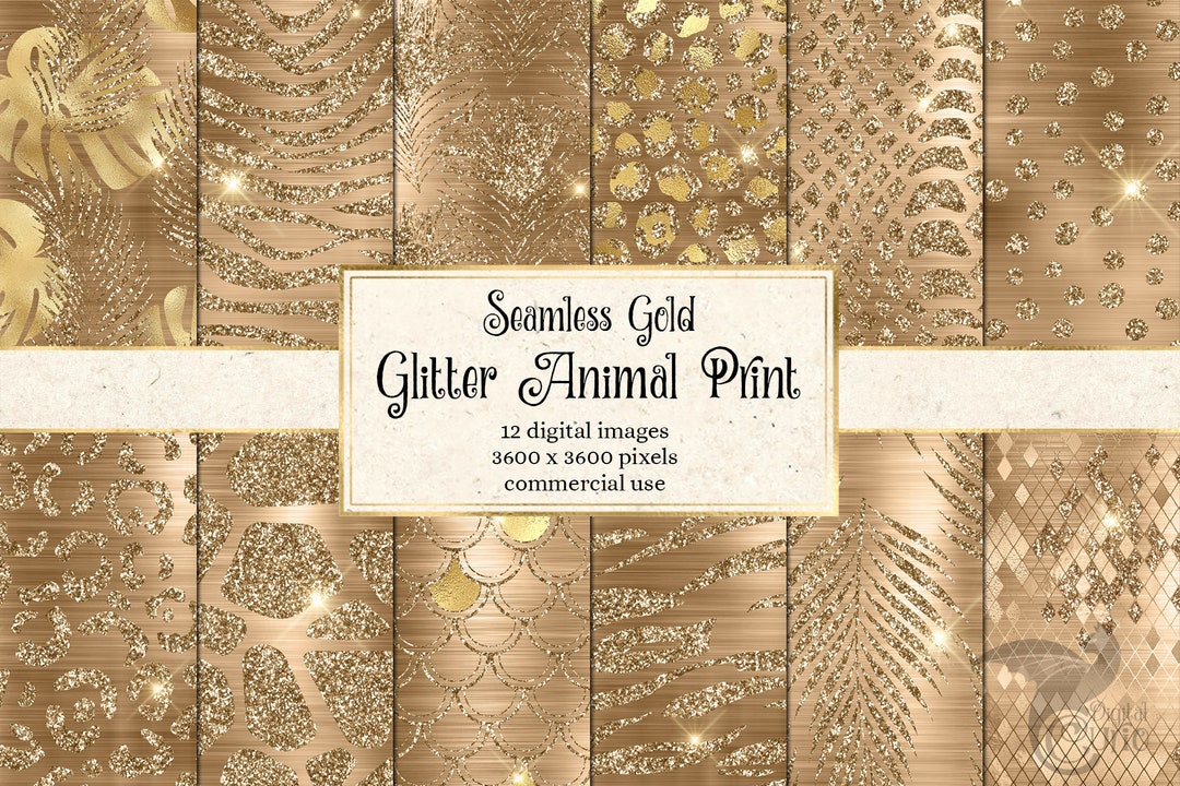 Gold Glitter Animal Print Digital Paper – Glam Seamless Textures ...