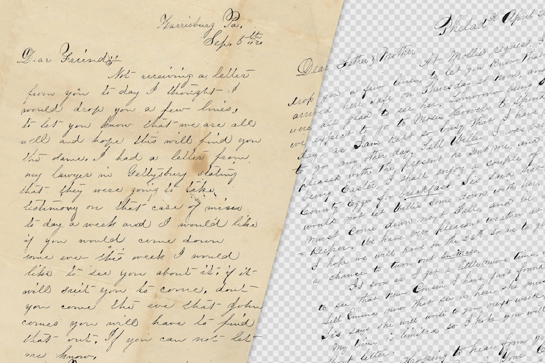 May include: Two handwritten letters on aged paper, one with the text "Dear Friendz" and the other with the text "Dear Father & Mother". The letters are written in cursive script and contain personal correspondence.