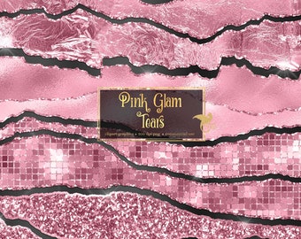 Clipart glitter rosa – Bordi metallici glamour (PNG, uso commerciale)