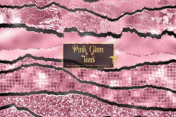 Pink Glitter Clipart – Glam Metallic Edge Borders (PNG, Commercial Use)