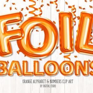 Orange Folienballon Alphabet Clip Art - digitaler sofortiger Download Grafiken im PNG-Format für kommerzielle Nutzung Feier und Party-Designs
