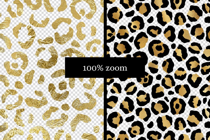 Gold Leopard Print Overlays, Seamless PNG Patterns (digital Download ...