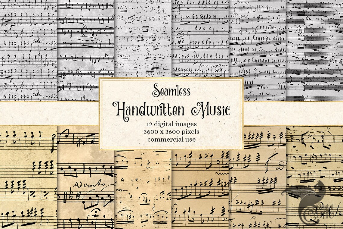 Song Paper Pattern Vintage Handwritten Music Paper, Seamless Printable Patterns (digital ...