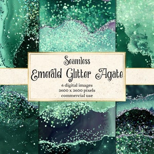 Papel digital Emerald Glitter Agate: texturas sin costuras con detalles en brillo, patrones imprimibles para uso comercial