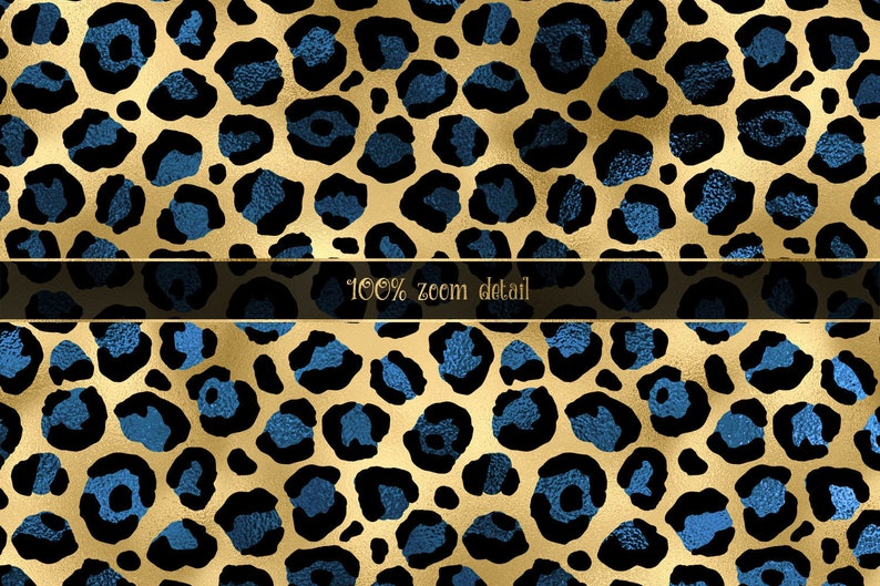 Blue and Gold Leopard Digital Paper Seamless Leopard Spot Etsy