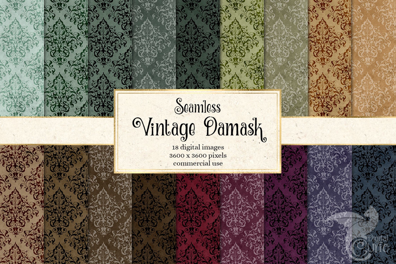 Vintage Damask Digital Paper – Seamless Ornate Patterns (digital ...