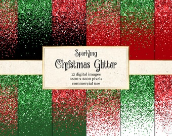 Sparkling Christmas Glitter Digital Paper – Red and Green Confetti (Digital Download)