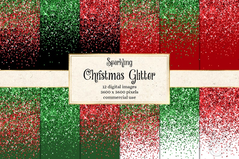 Sparkling Christmas Glitter Digital Paper glitter backgrounds printable scrapbook paper for commercial use image 1