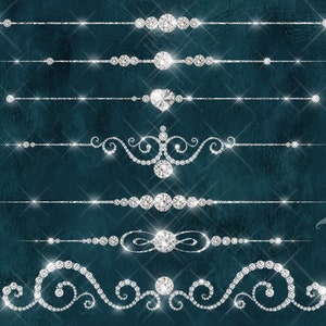 Clipart z przegródkami diamentowymi, luksusowy klipart ślubny z błyskotkami, clipart z diamentami, clipart z diamentami, clipart z wieczoru panieńskiego, grafiki z przegródkami stron