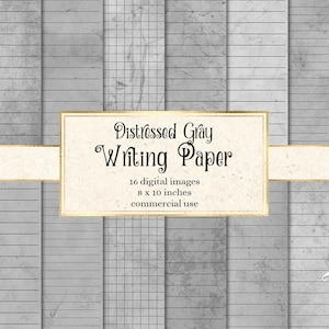 Distressed Gray Writing Paper, notebook digital paper grunge junk journal pages printable 8.5x11 inch A4 paper scrapbooking instant download