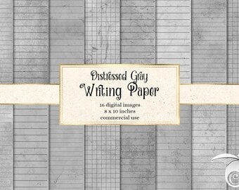 Papier à lettres gris effet vieilli, pages de journal grunge (téléchargement numérique)