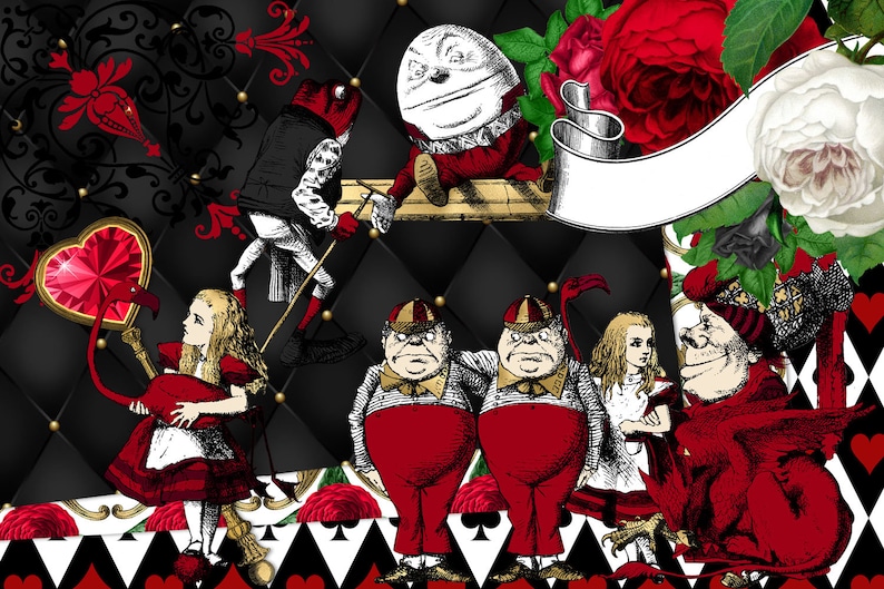 Queen of Hearts Digital Scrapbook Kit – Alice in Wonderland Clipart (Digital Download) image 3