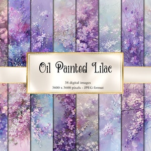 Papel digital lila pintado al óleo, Texturas de pintura al óleo, Fondos de bellas artes rococó, Papel de álbum de recortes imprimible, Descarga floral