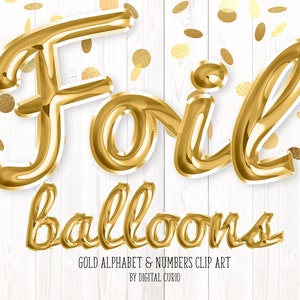 Goldfolienballon Script Alphabet Clip Art - digitaler sofortiger Download Grafiken im PNG-Format für die kommerzielle Nutzung Feier Party Designs