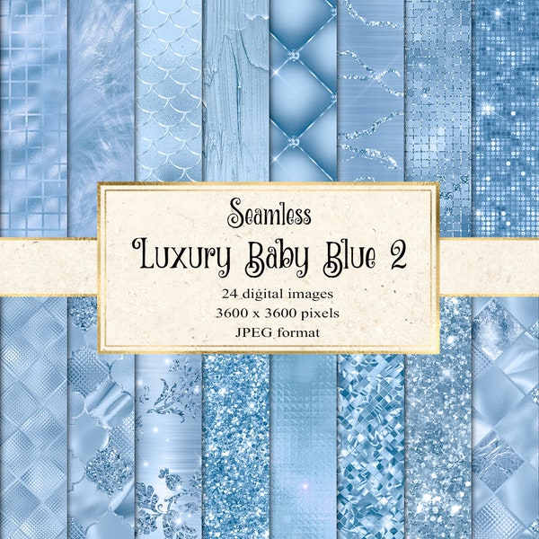 Luxury Baby Blue Digital Paper 2, sequin and glitter textures with blue foil, seamless printable scrapbook paper