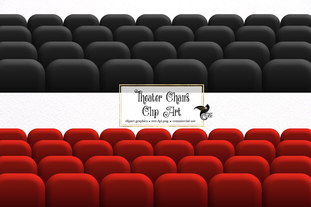 Theater Chairs Clipart, Stage Seating Clip Art Digital Graphics