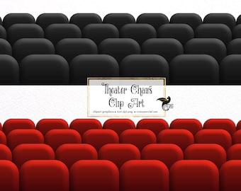 Theater Chairs Clipart, stage seating clip art digital graphics, theater curtains, instant download for commercial use