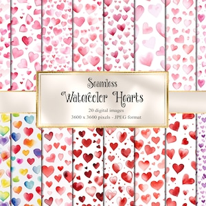 Aquarel harten digitaal papier, naadloze Valentine afdrukbare texturen afdrukbare scrapbook papier