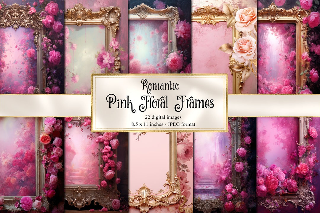 Pink Floral Digital Paper, Romantic Rose, Scrapbook Journal (8.5x11 ...