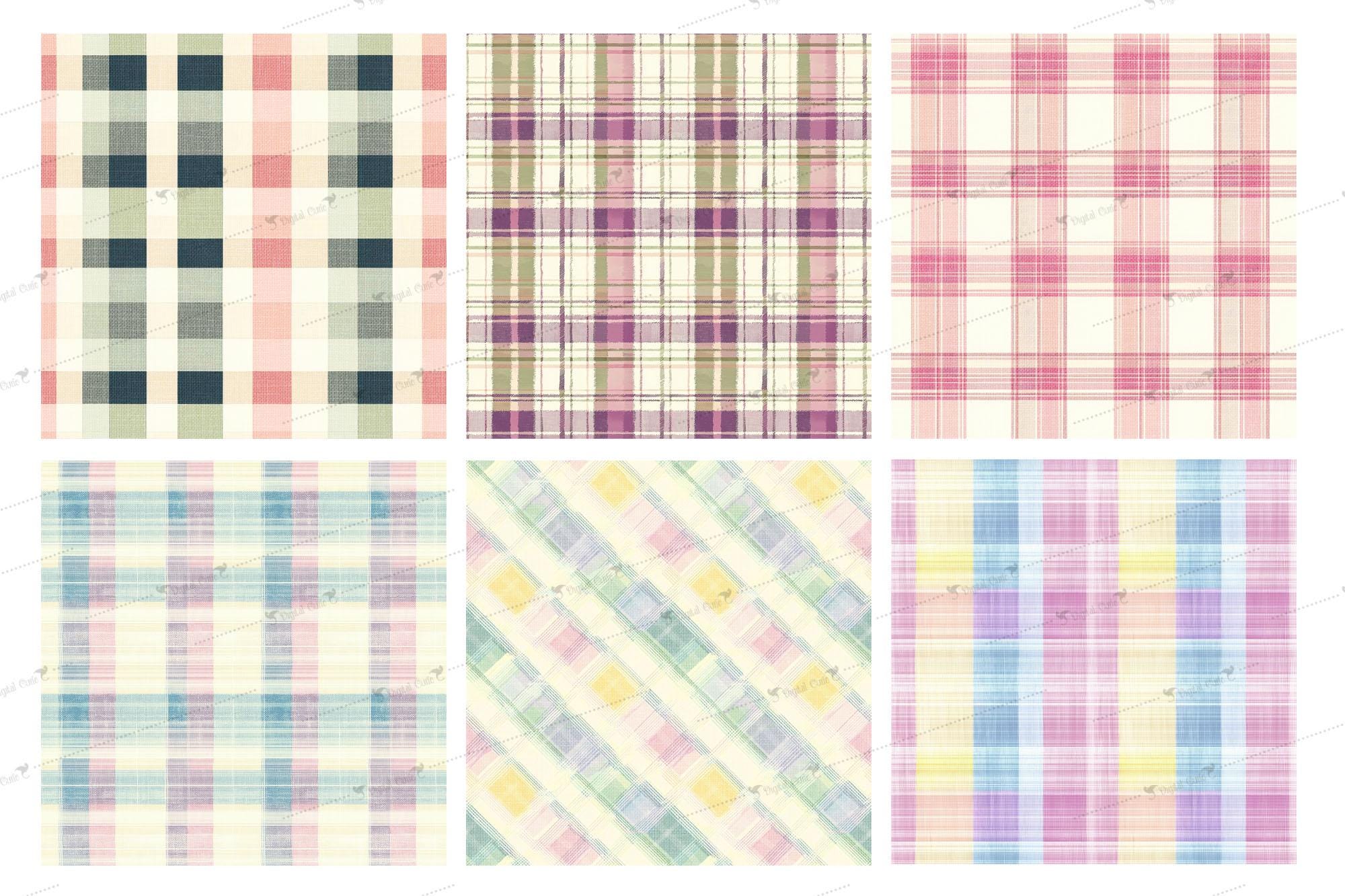 Pastel Gingham Linen Digital Paper, Tartan Fabric Textures, Plaid ...