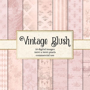 Vintage Blush digitaal papier, rustieke blozen roze texturen, noodlijdende antieke roze achtergronden, afdrukbaar plakboekpapier, commercieel gebruik