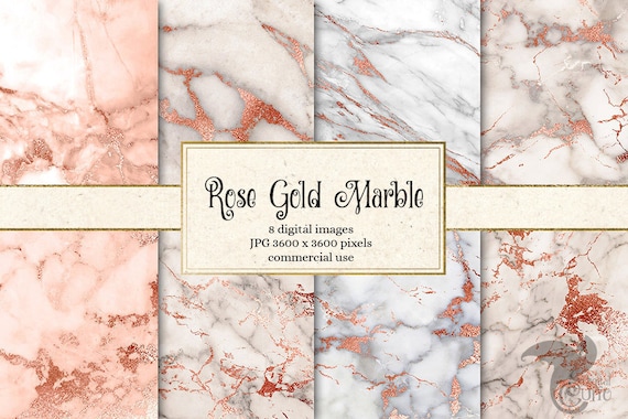 Rose Gold Marble Digital Paper pink and gold marble pink ...