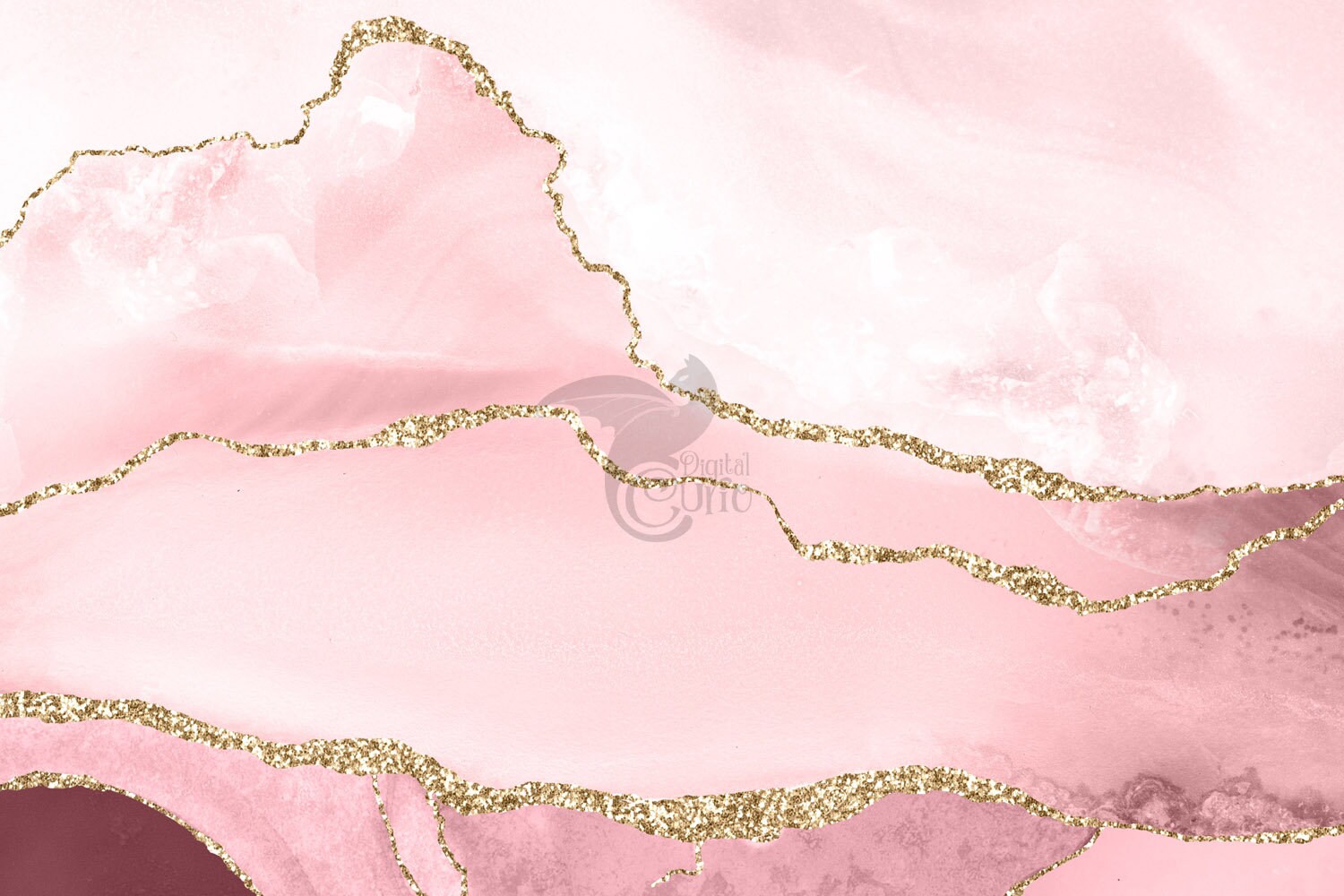 Blush and Gold Agate Borders Digital Watercolor Pink Geode Etsy