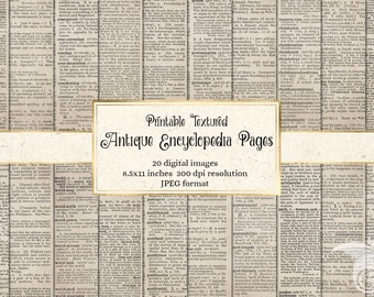 Textured Antique Encyclopedia Pages - digital backgrounds of vintage dictionary and encyclopedia pages for art prints commercial use