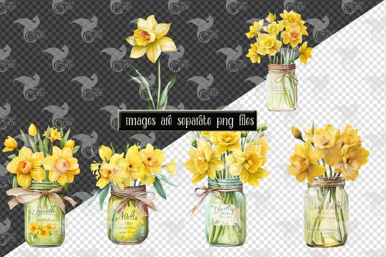 Watercolor Daffodil Clipart - Spring Flowers in PNG Format Instant ...