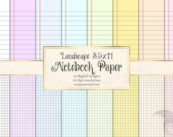 Landscape Notebook Paper - Printable Lined & Graph Paper (Digital Download)
